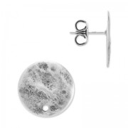 Clous d'oreilles disque froissé un trou 10 mm argenté vieilli x2