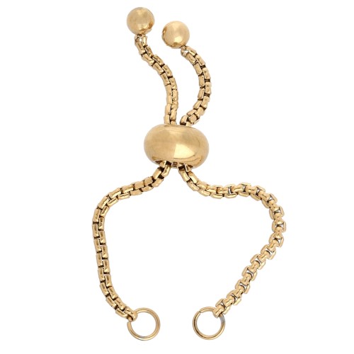 Fermoir chainette réglable venitienne 80mm anneau ouvert Acier inox 316L Doré x1