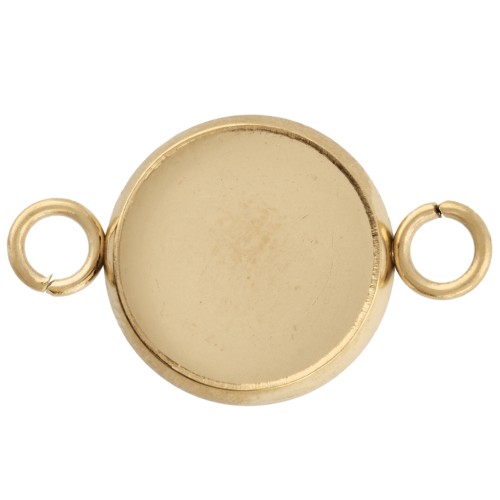 Serti intercalaire anneaux ouverts pour cabochon fond plat 10 mm en Acier inox Doré x1