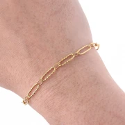 Chaine maille ovale alternée (1x1) texturée 4 mm Acier inoxydable 304 Doré x50cm