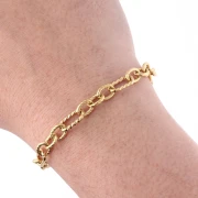 Chaine maille fantaisie alternée 6 mm brossé & torsadé Acier inox 304 Doré x50cm