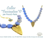 Perle coeur en verre 16x15 mm - Opaque Sky Blue Bronze x1