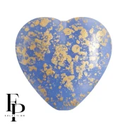 Perle coeur en verre 16x15 mm - Opaque Sky Blue Gold Splash x1