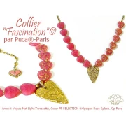 Perle coeur en verre 16x15 mm - Opaque Rose Gold Splash Mat x1