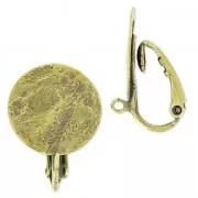 Clips d'oreilles disque froissé 15 mm bronze x2