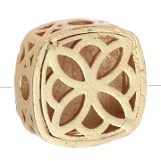 Perle carrée 10 mm avec cabochon nacre et oxyde de Zirconium - Doré à l'or fin x1