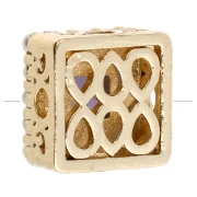 Perle carrée 9 mm - cabochons nacre et oxyde Zirconium - Doré à l'or fin - Violet