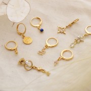 Breloque étoile du nord avec oxydes de Zirconium - 16x14 mm - Doré à l'or fin x1