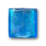 Perles carrés feuille d'argent 20 mm Dark Aquamarine x4