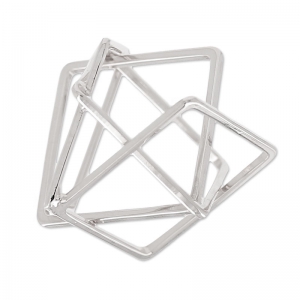 Intercalaire 3D carrés entrelacés 24 mm rhodié x1