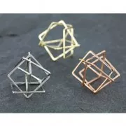 Intercalaire 3D carrés entrelacés 24 mm rhodié x1