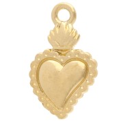 Pendentif coeur ex-voto 22x13 mm - Doré à l'or fin x1