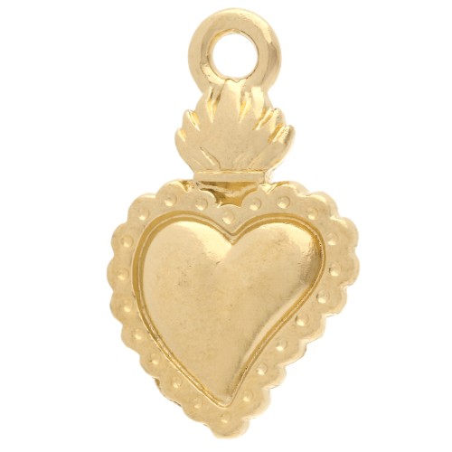 Pendentif coeur ex-voto 22x13 mm - Doré à l'or fin x1