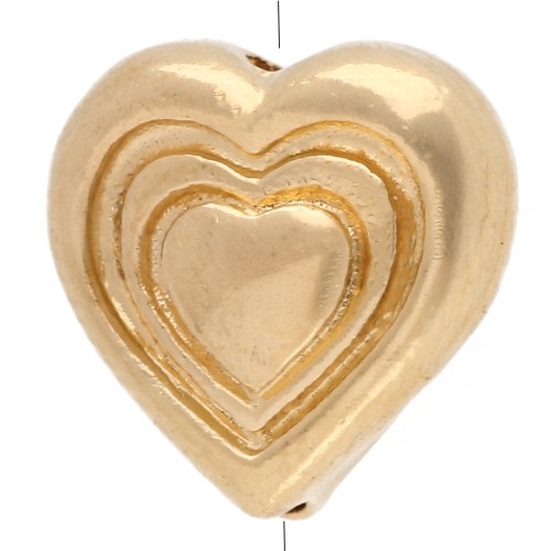 Perle coeur 8 mm - Doré à l'or fin x1