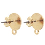 Clous d'oreilles rond irrégulier ethnique 12 mm - Doré à l'or fin x2