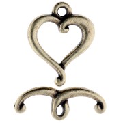 Fermoir T coeur 17x14 mm - Bronze x1