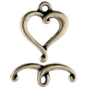 Fermoir T coeur 17x14 mm - Bronze x1