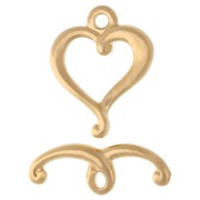 Fermoir T coeur 17x14 mm - Doré à l'or fin x1