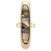 Intercalaire ovale 11x28 mm avec résine époxy - Doré - Marbré Marron - Nacre x1