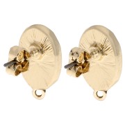 Clou d'oreille ovale 16x9.5 mm avec résine époxy - Doré - Marbré Marron - Nacre x2