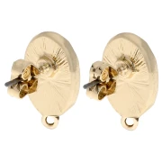 Clou d'oreille ovale 16x9.5 mm avec résine époxy - Doré - Marbré Marron - Nacre x2