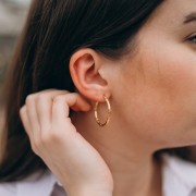 Créoles rondes martelés 30 mm - Fil 2.5 mm - Acier inox 316L et 201 x2