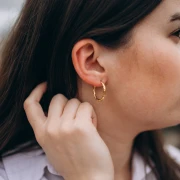 Créoles rondes martelés 25 mm - Fil 2.5 mm - Acier inox 316L et 201 Doré x2