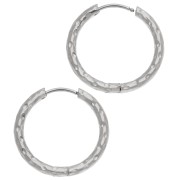 Créoles rondes martelés 23 mm - Fil 2.5 mm - Acier inox 316L et 201 x2