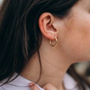 Créoles rondes martelés 23 mm - Fil 2.5 mm - Acier inox 316L et 201 x2