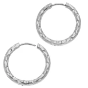 Créoles rondes martelés 20 mm - Fil 2.5 mm - Acier inox 316L et 201 x2