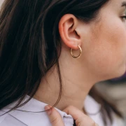 Créoles rondes martelés 20 mm - Fil 2.5 mm - Acier inox 316L et 201 Doré x2