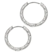 Créoles rondes martelés 18 mm - Fil 2.5 mm - Acier inox 316L et 201 x2