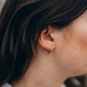 Créoles rondes martelés 15 mm - Fil 2.5 mm - Acier inox 316L et 201 Doré x2