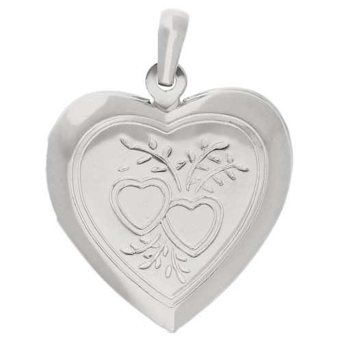 Pendentif porte photo coeur 26x23 mm - Motif coeurs - Placage Argent fin x1