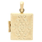 Pendentif porte photo rectangle 24x18 mm - Motif arabesques - Doré à l'or fin x1|raw }}