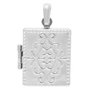 Pendentif porte photo rectangle 24x18 mm - Motif arabesques - Placage Argent fin|raw }}