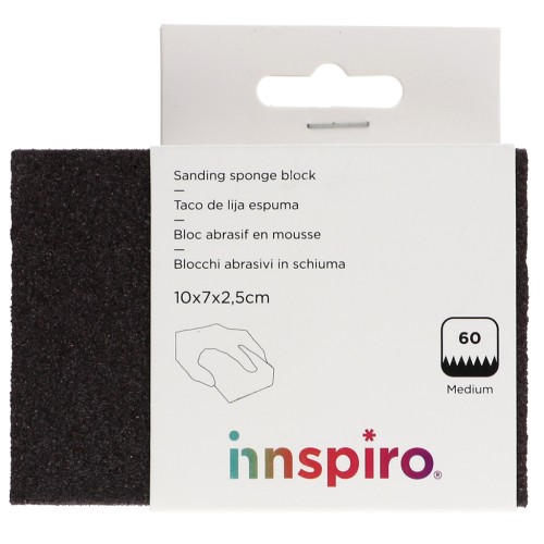Bloc abrasif en mousse grain moyen P60 10x7 cm x1