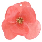Pendentifs fleur en relief 40 mm en Acrylique & Acier inox Doré - Corail marbré x2|raw }}