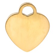 Breloque coeur 10x9 mm motif noeud et époxy - Acier inox 304 Doré - Rose pailleté