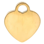 Breloque coeur 10x9 mm motif noeud et époxy - Acier inox 304 Doré - Rose pailleté