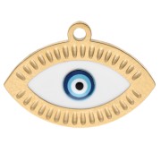 Breloque oeil 12x17 mm avec résine époxy - Acier inox 304 Doré - Blanc - Bleu x1|raw }}
