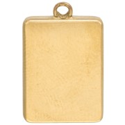 Breloque rectangle 18x12 mm motif trèfle - Acier inox 304 Doré - Vert pailleté x1