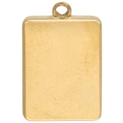 Breloque rectangle 18x12 mm motif trèfle - Acier inox 304 Doré - Vert pailleté x1