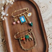 Broche épingle à nourrice 49 mm - 3 anneaux - Acier inoxydable 304 x1