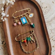 Broche épingle à nourrice 49 mm - 3 anneaux - Acier inoxydable 304 x1