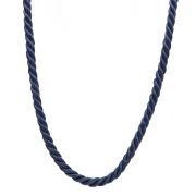 Collier cordon torsadé en polyester 4 mm - Acier inox 304 Doré - Bleu marine x46cm
