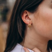 Créoles triple rangs 14 mm avec 3 anneaux ouvert - Acier inoxydable 304 x2