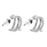 Créoles triple rangs 14 mm avec 3 anneaux ouvert - Acier inoxydable 304 x2