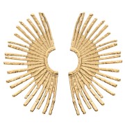 Boucles d'oreilles demi soleil martelé 44x26 mm - Acier inoxydable 304 Doré x2|raw }}