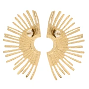 Boucles d'oreilles demi soleil martelé 44x26 mm - Acier inoxydable 304 Doré x2